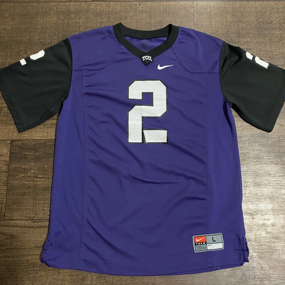 TCU FOOTBALL 2014-15 PURPLE/ BLACK #2 NIKE JERSEY Size L Youth